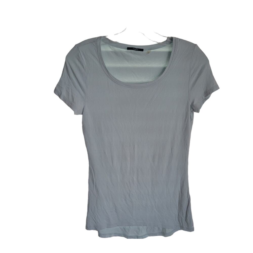 Tahari Women's Tee Top Size S Pullover Stretchy Soft Semi Sheer Classic Minimal